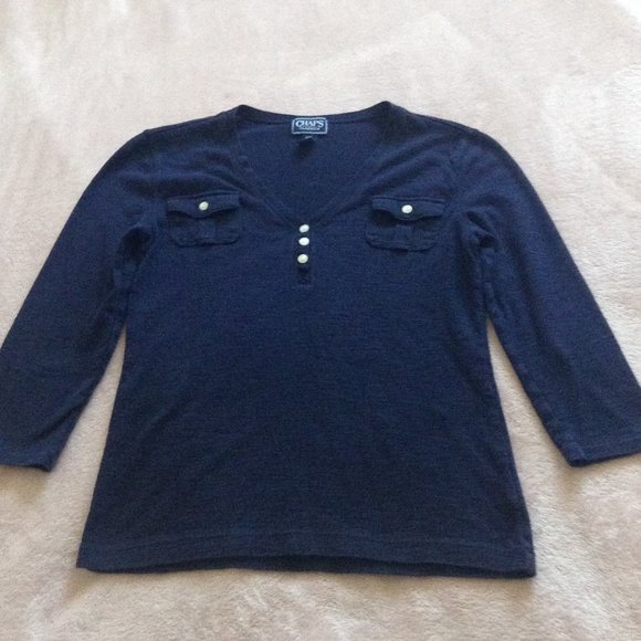 Chaps Womens' Henley Shirt 3/4 Sleeve, Sz. S - Picture 1 of 5